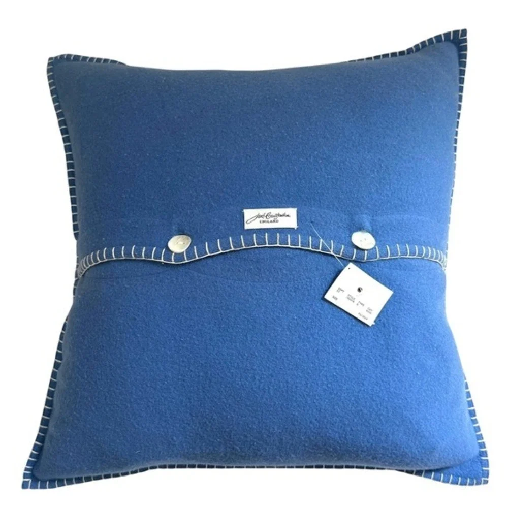 NWT‎ Jan Constantine England Pillow Blue Felted Wool Embroidered Pagoda Trees